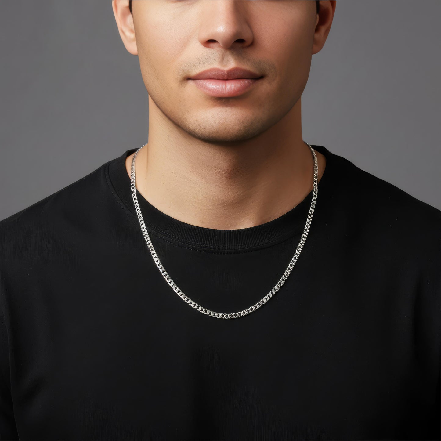 3mm Cuban link Diamond Cut chain, Sterling silver 925