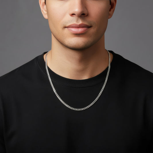 3mm Cuban link Diamond Cut chain, Sterling silver 925