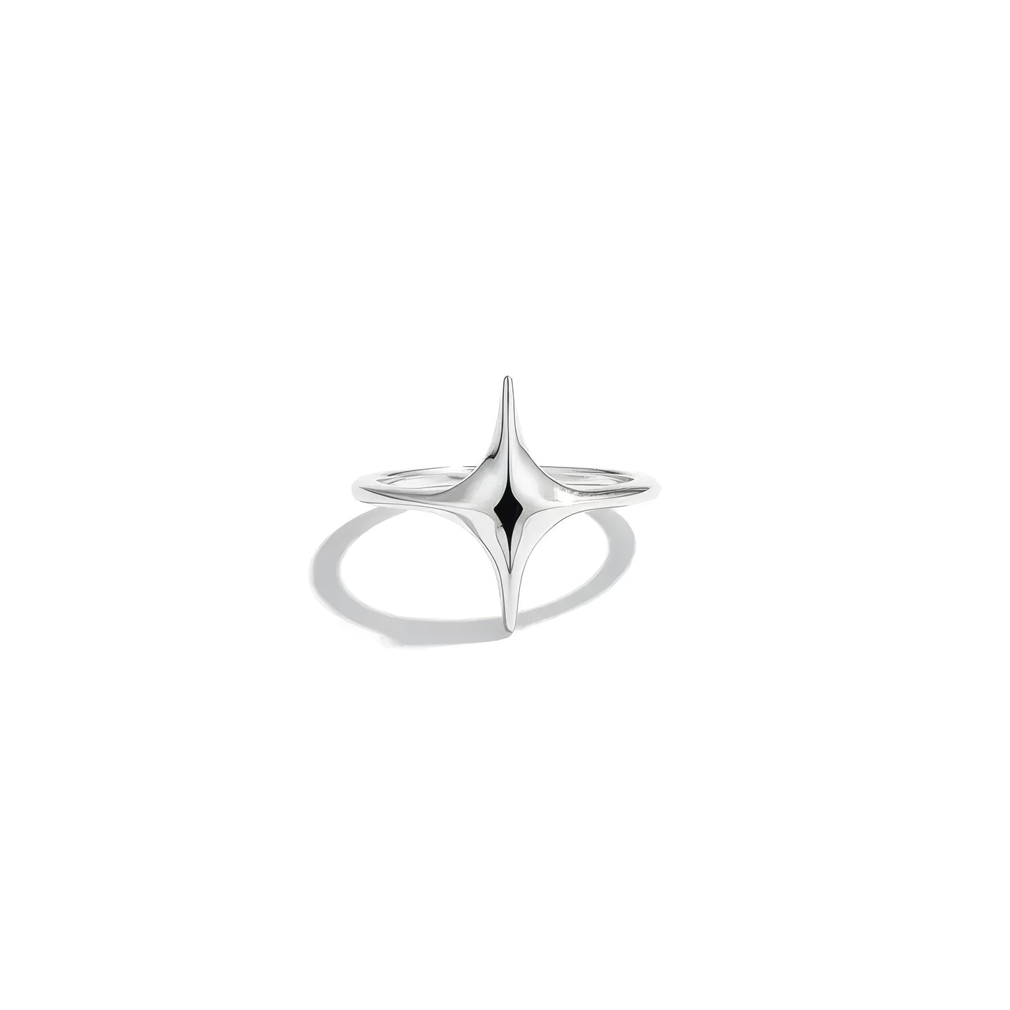 Four Point Star Adjustable Ring, 925 Sterling Silver