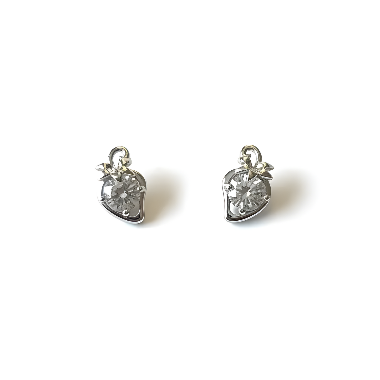 Strawberry CZ Diamond Stud Earring, 925 Sterling Silver