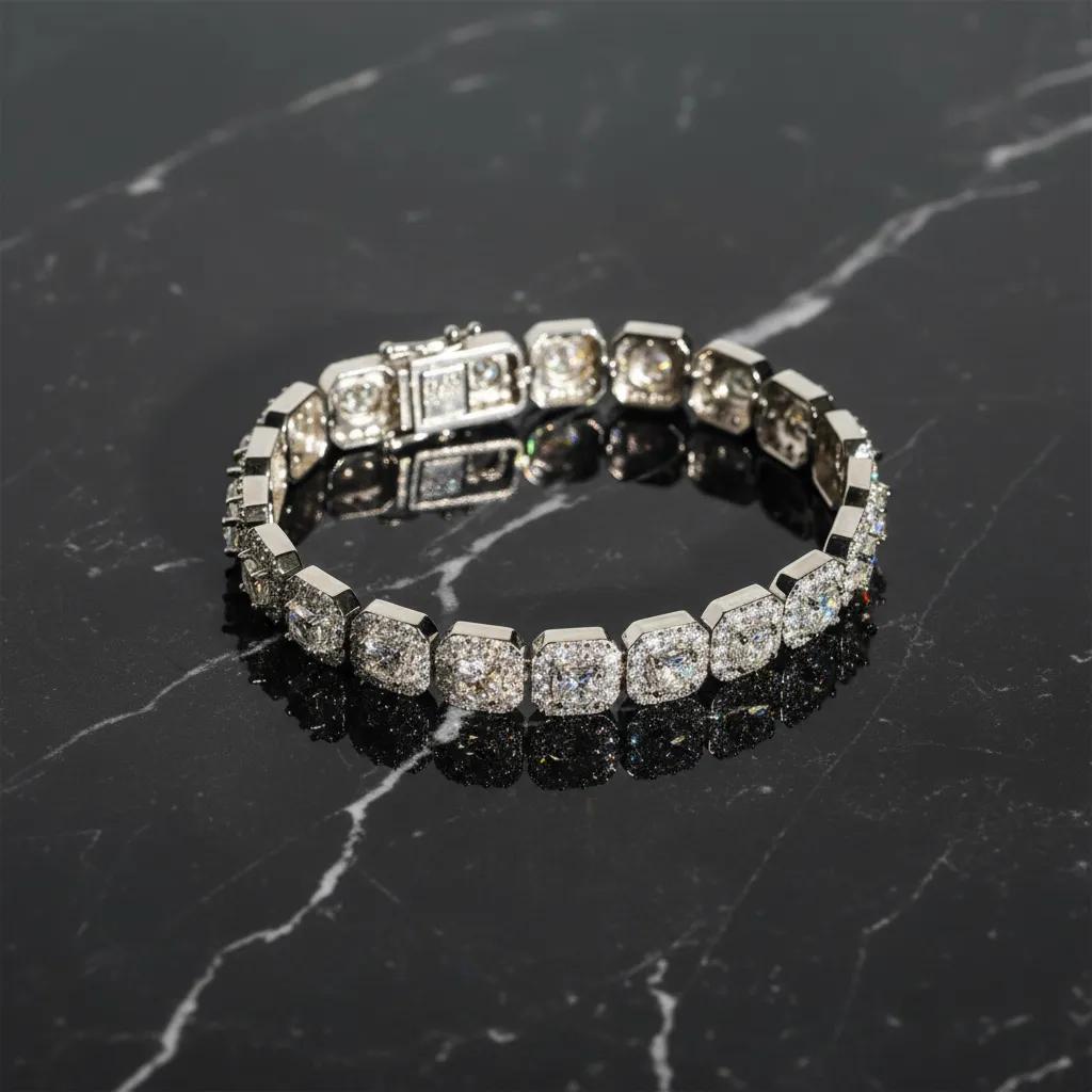 6mm Moissanite Cluster Bracelet, 925 Sterling Silver