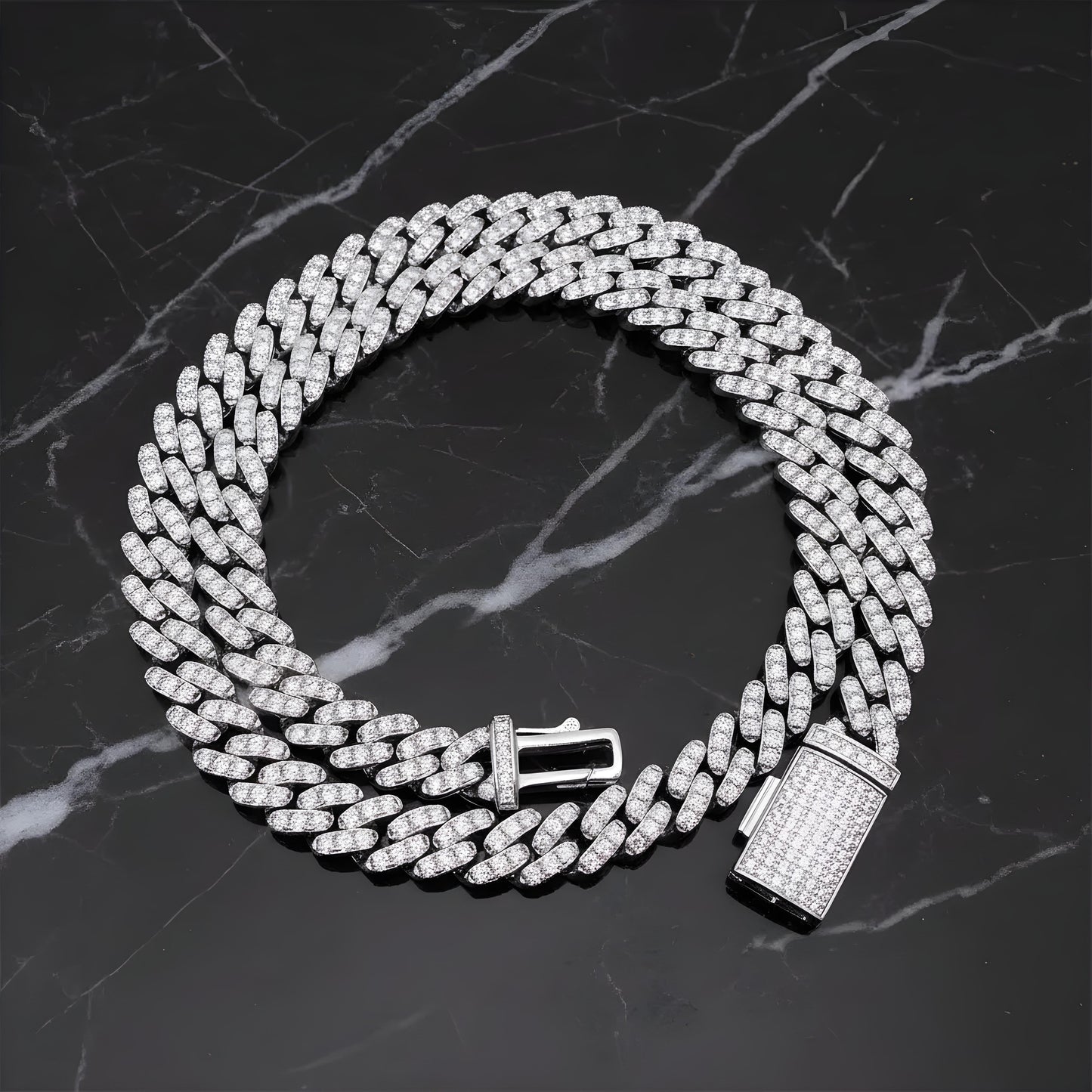 6mm Moissanite Cuban Link Chain, 925 Sterling Silver