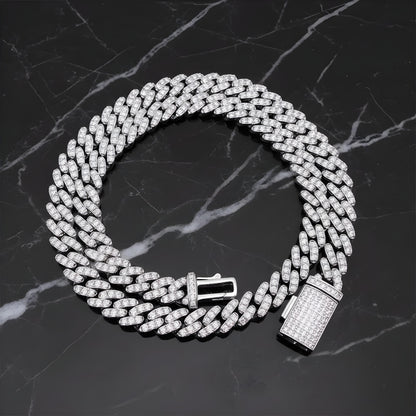 6mm Moissanite Cuban Link Chain, 925 Sterling Silver
