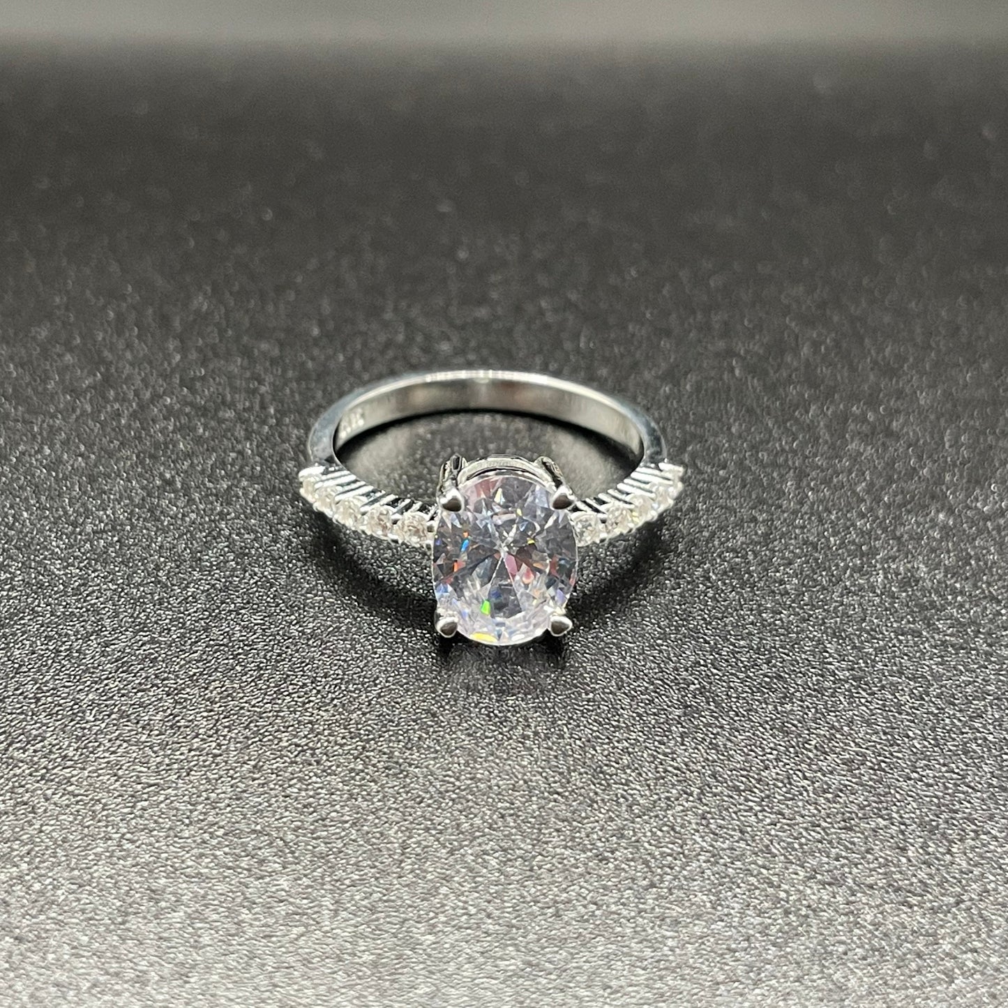 Oval Cubic Zirconia Silver Ring
