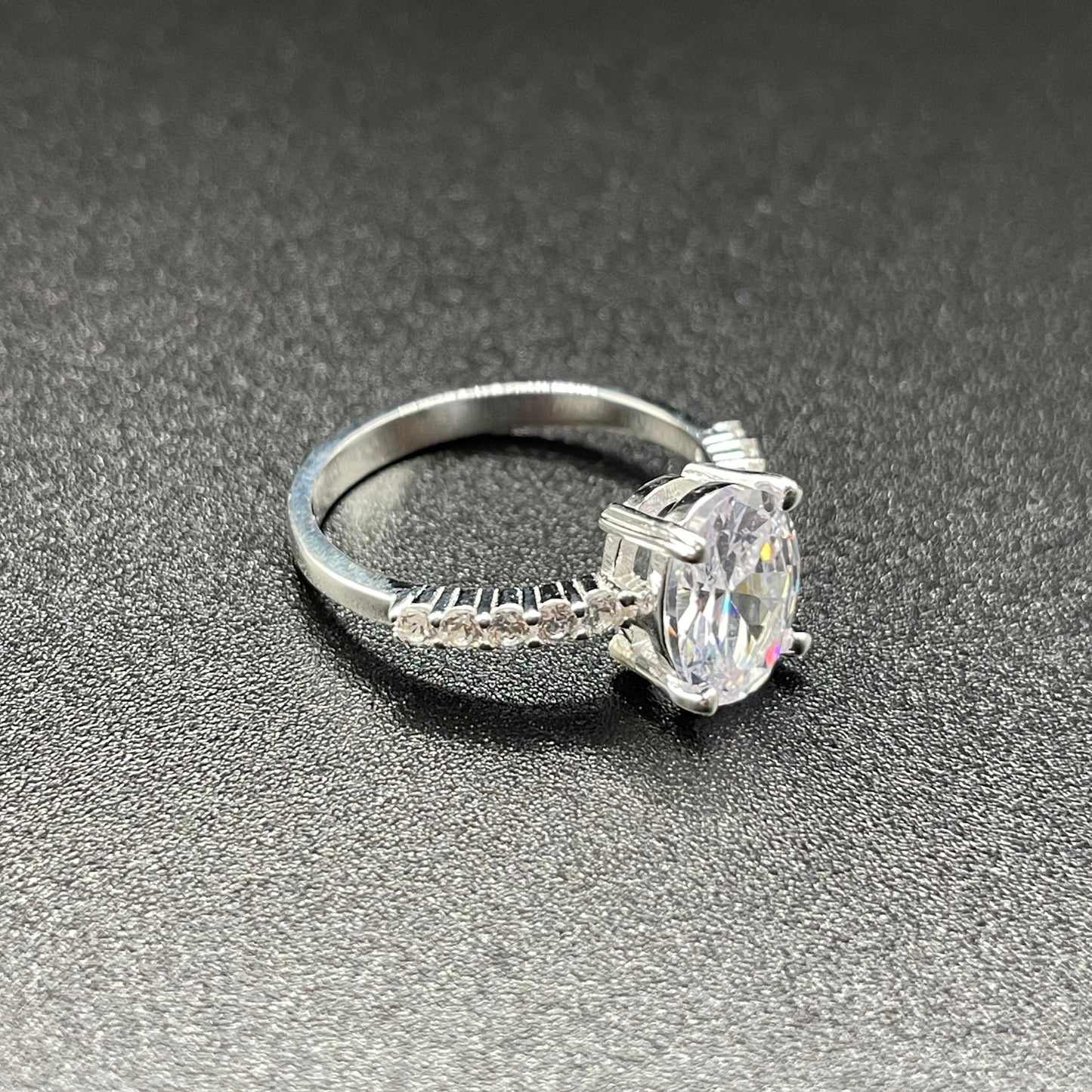 Oval Cubic Zirconia Silver Ring