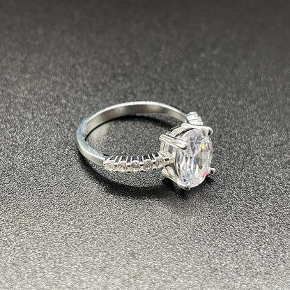 Oval Cubic Zirconia Silver Ring